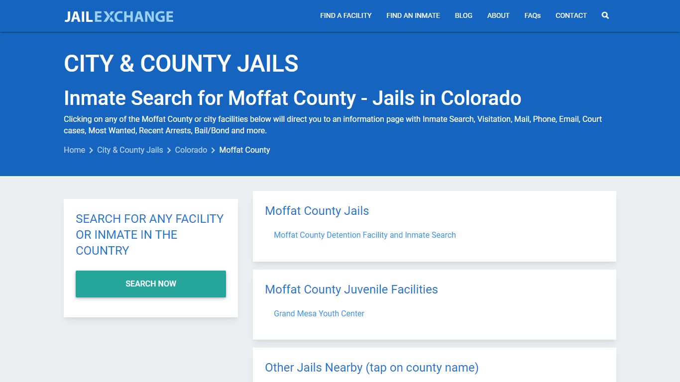 Inmate Search for Moffat County | Jails in Colorado - Jail Exchange